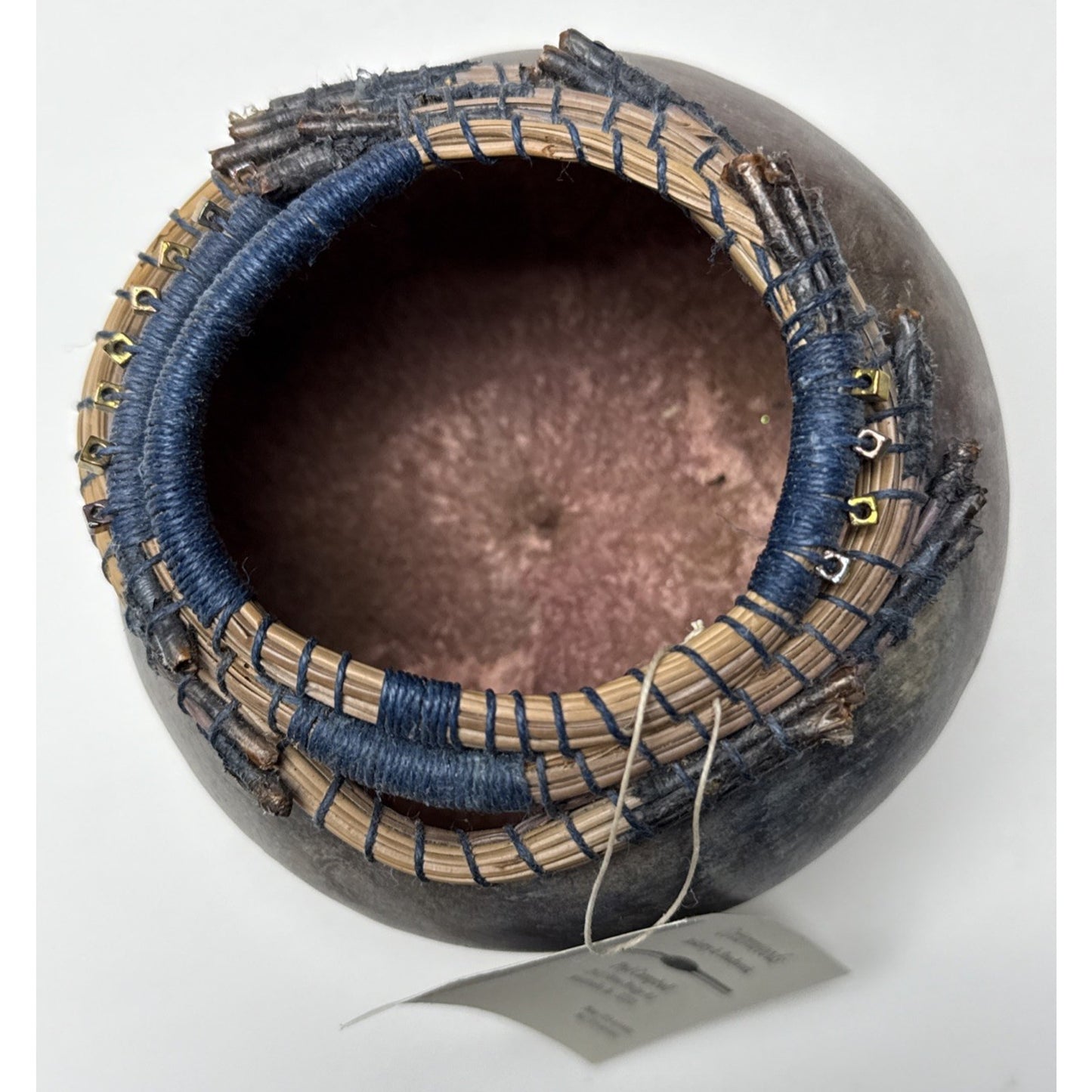 Vintage Phyl Campbell Handmade Gourd Basket Beadwork Signed