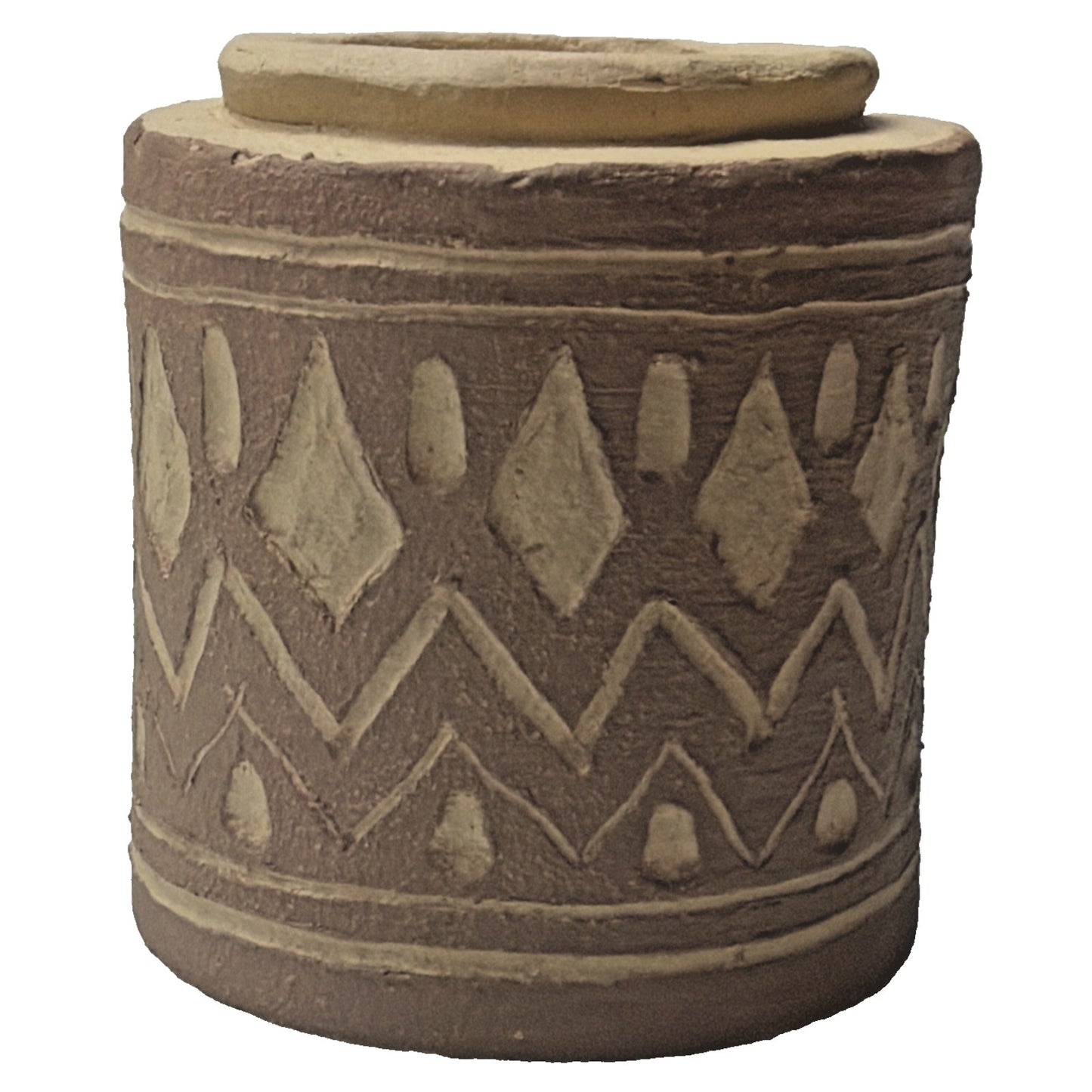 Vintage Boynton Art Pottery Abstract Vase Cup Planter Signed Brown Tan