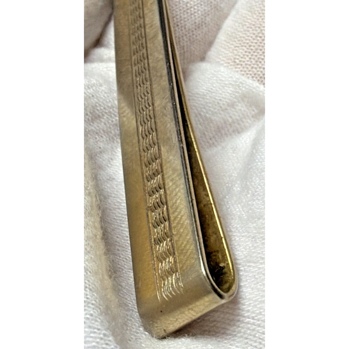 Vintage Large Gold Tone Tie Clip Center Pattern Textured As Is