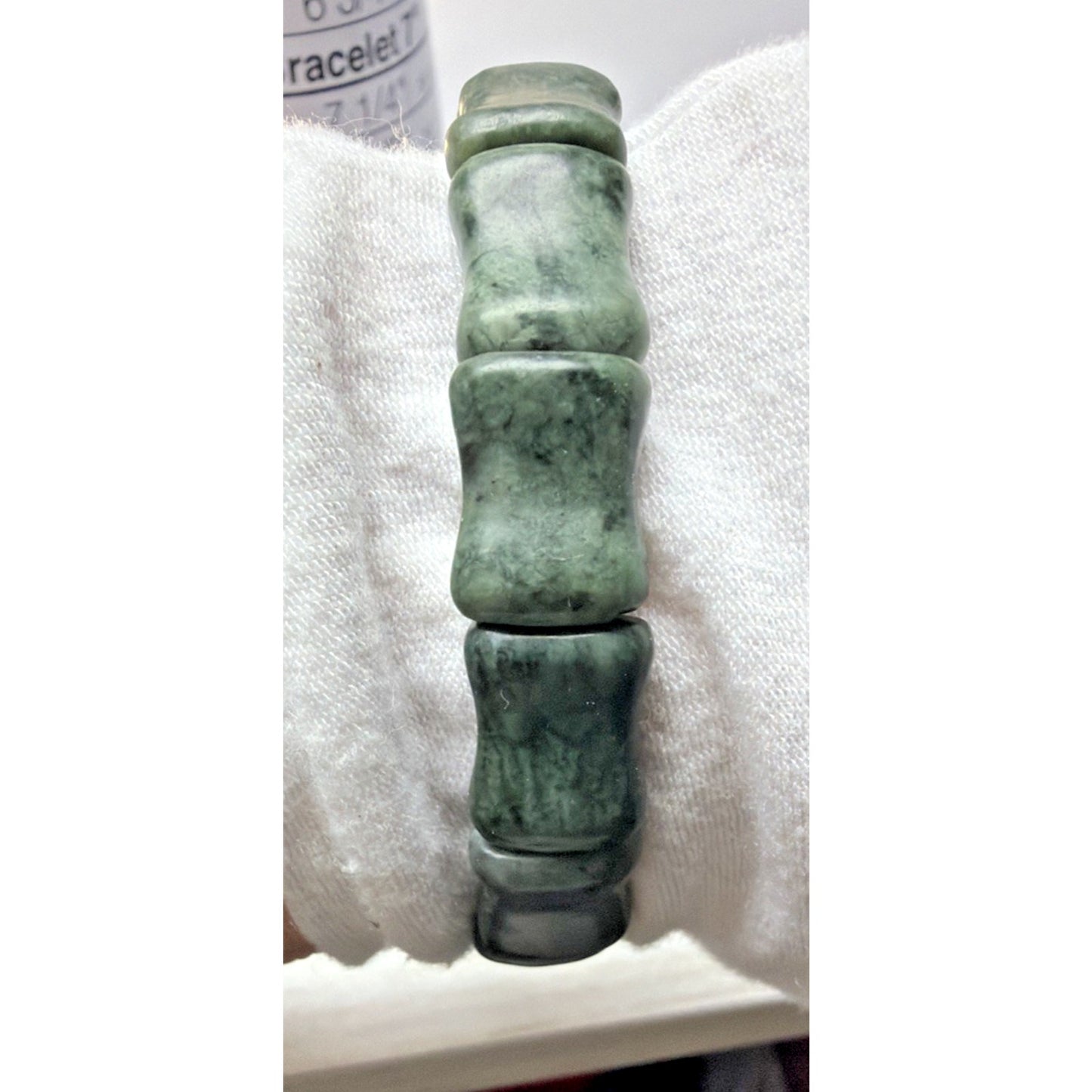 Natural Nephrite Jade Serpentine Stretch Bracelet Good Luck Bamboo Bone Read