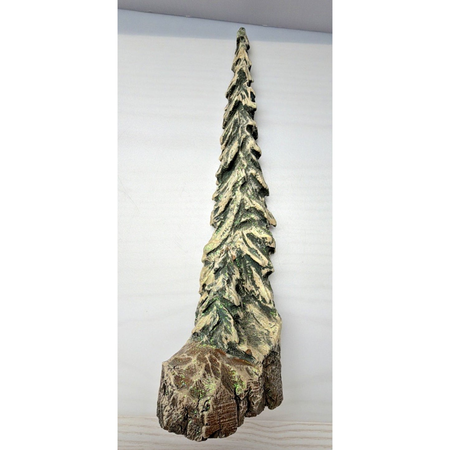 Vintage Kirt Curtis Wood Carved Evergreen Trees Hand Painted 11 inch
