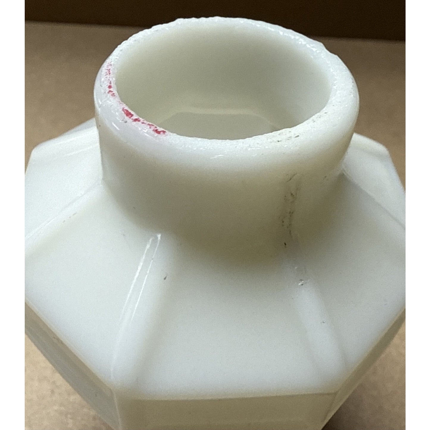 Antique Miniature Oil Lamp Mission Block Milk Glass As-Is