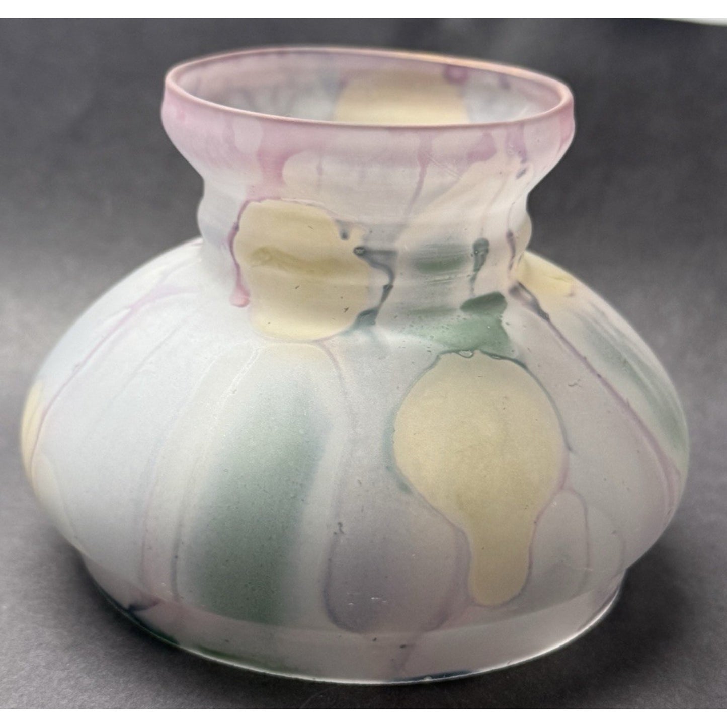Art Nouveau Rueven Art Hand Painted Glass Miniature Oil Lamp As-Is