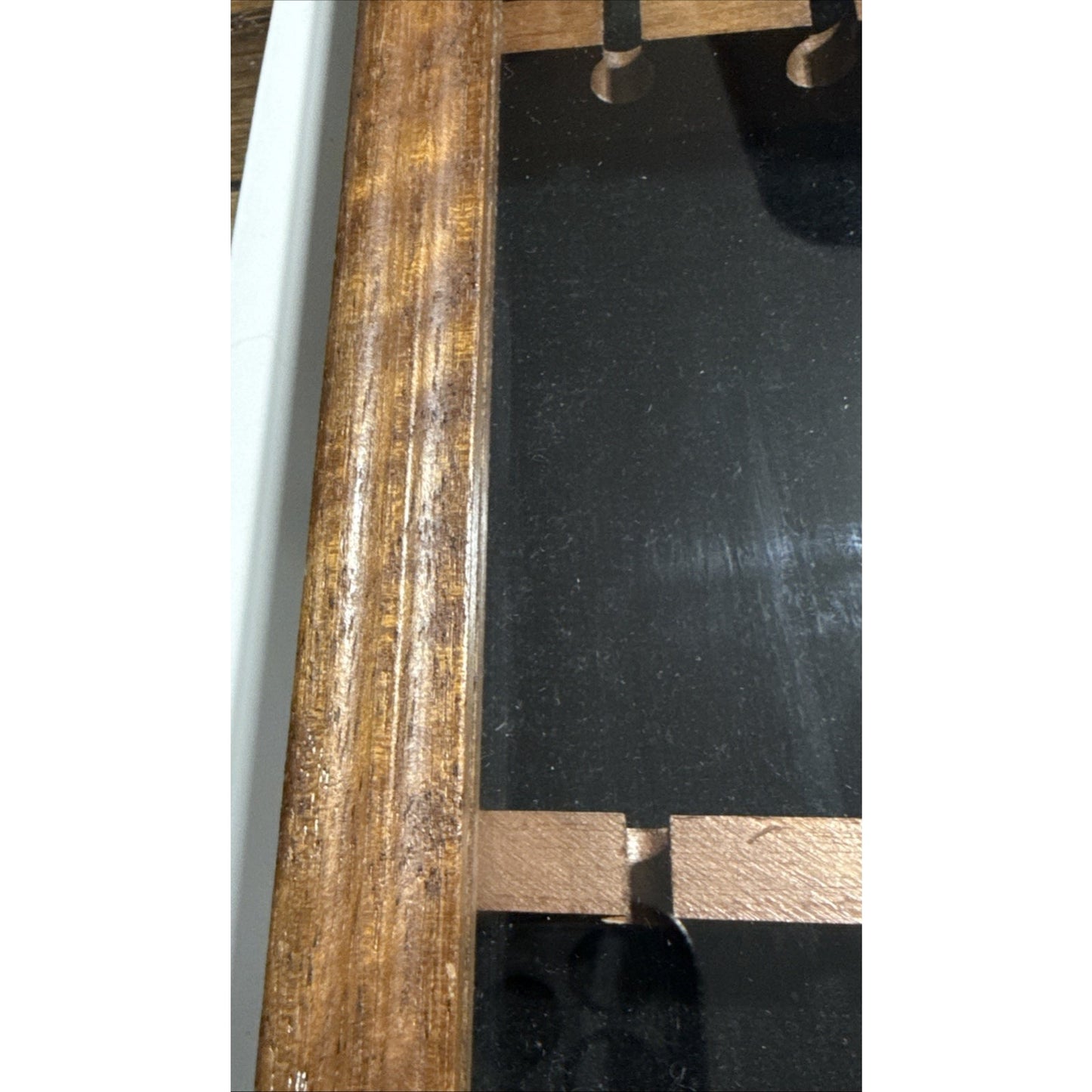 Vtg Wood Cabinet Display Collectible 24 Spoon Case Glass Buckle Clasp Lock As Is