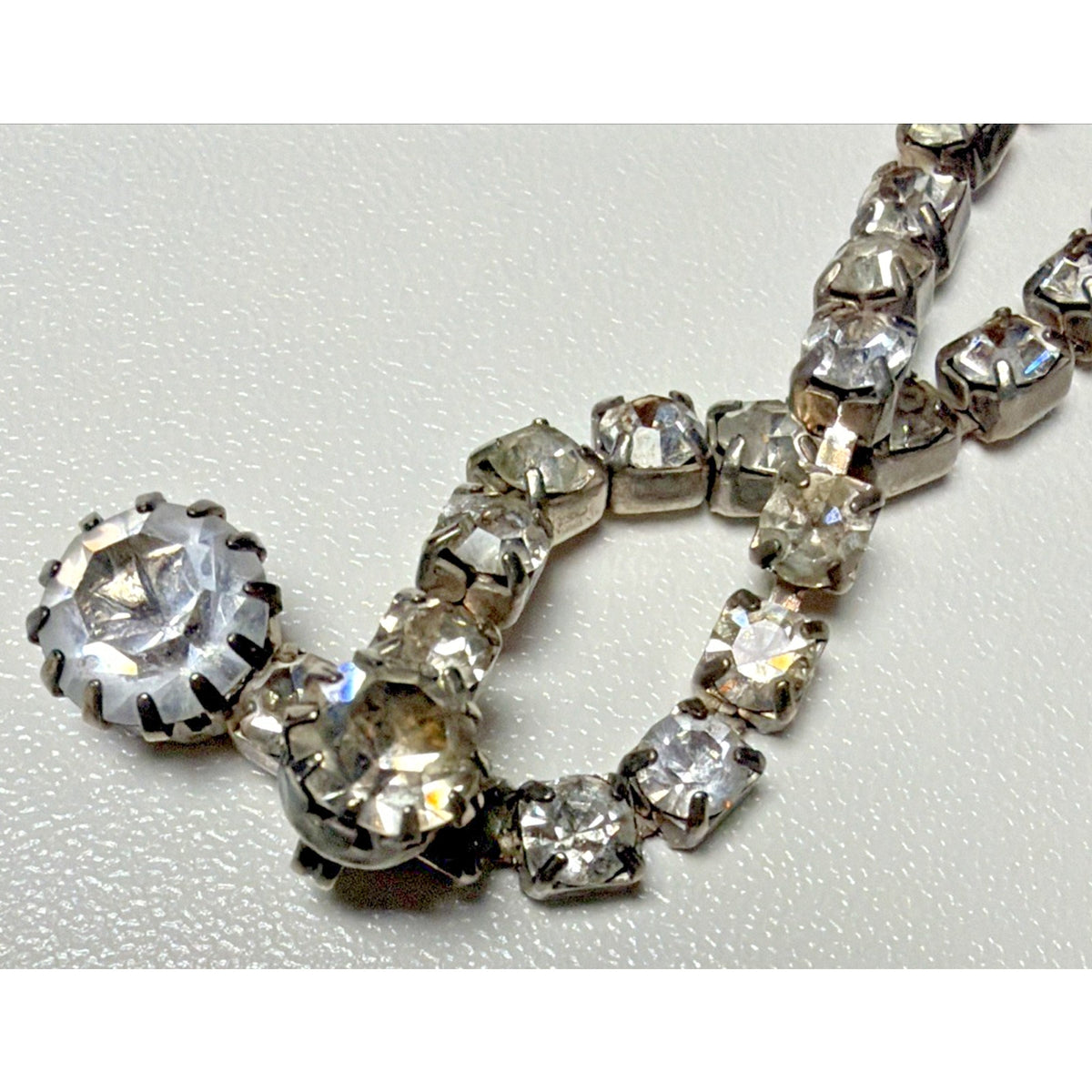 Vtg Rhinestone Tennis Cup Chain Necklace Belt Silver Tone Endless Opera Flapper