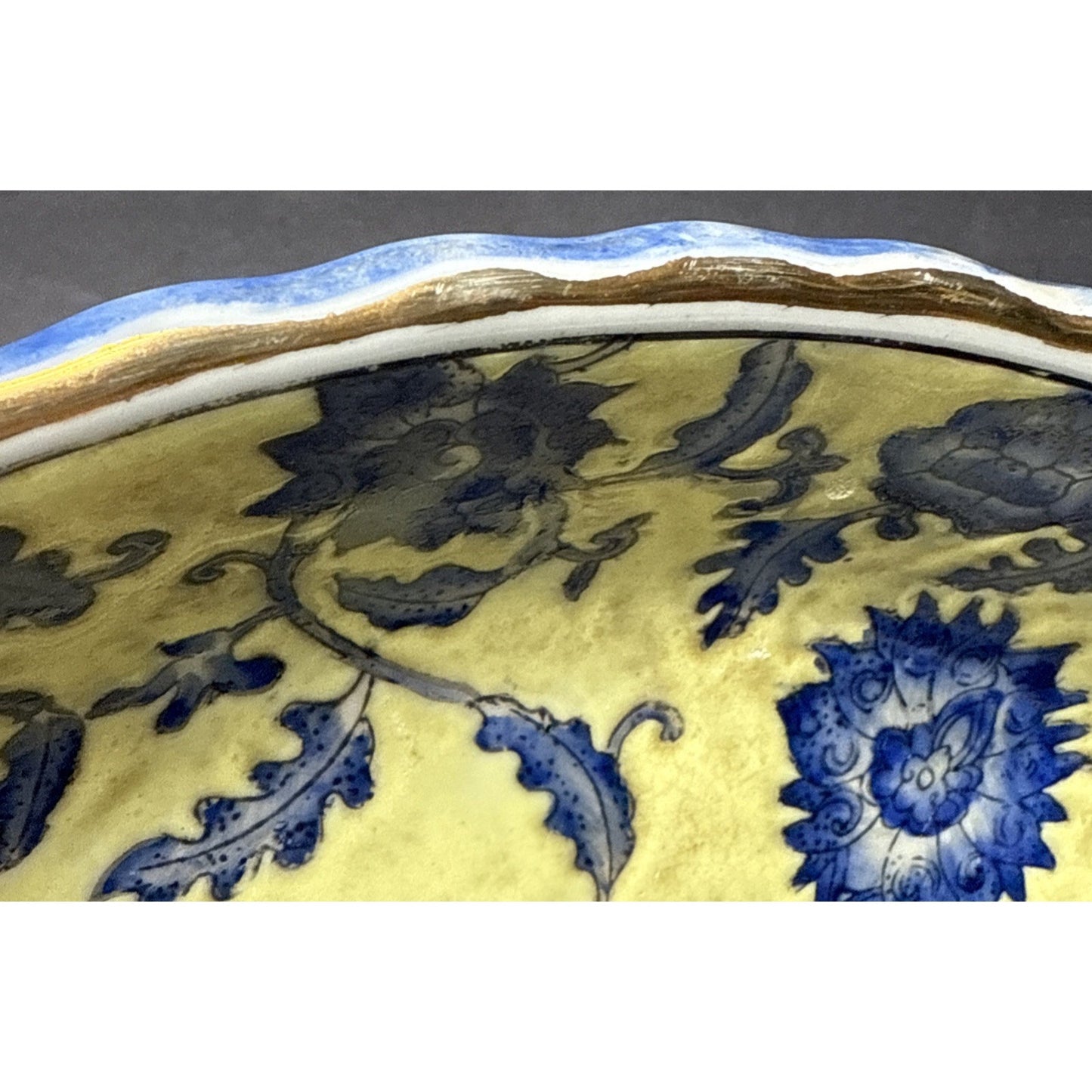 Vtg Yong Sheng Cai Ci Chang Floral Vines Platter Plate Bowl Vines Scrolls As-Is