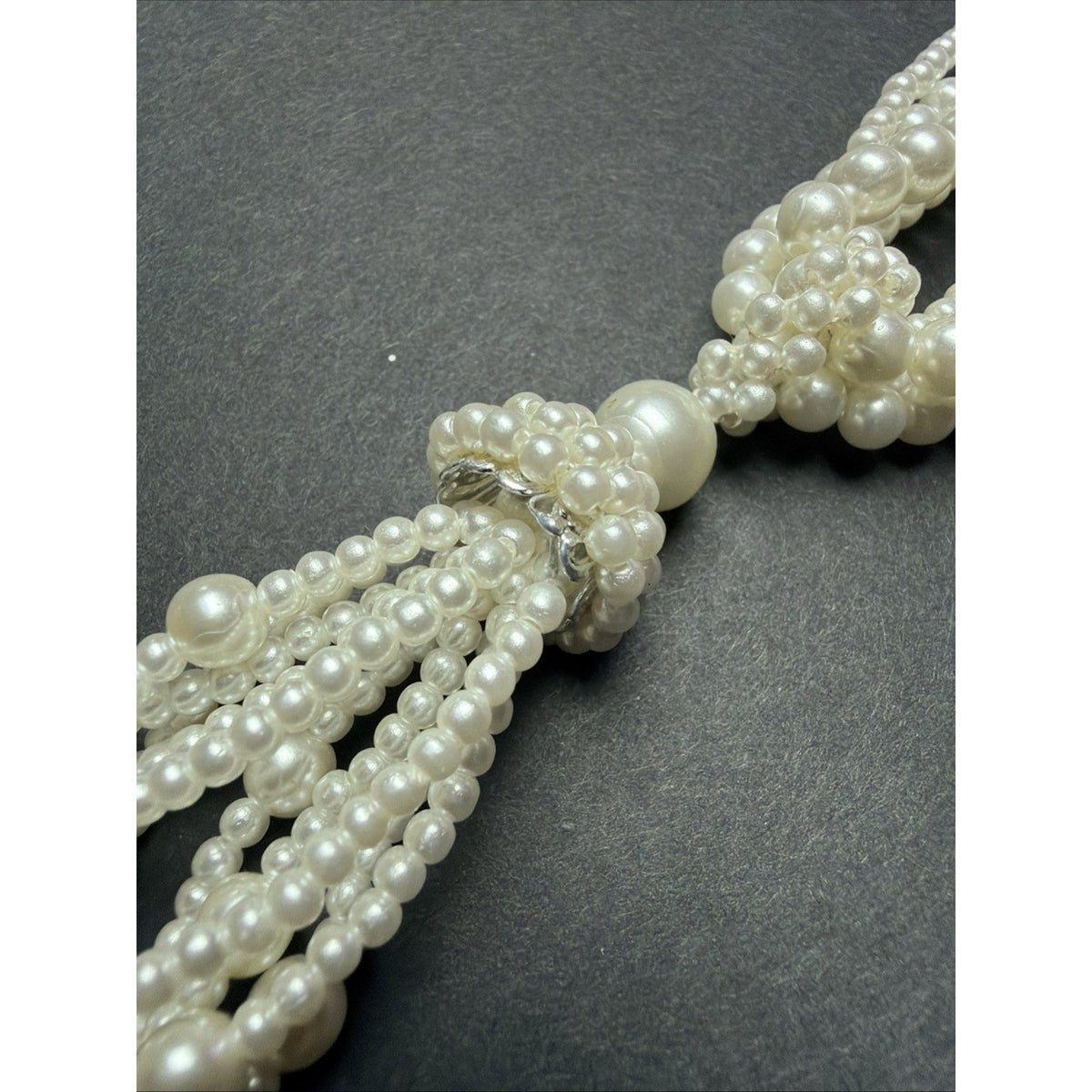 Vintage Multi Strand Faux Pearl Necklace Lariat Long Clasp