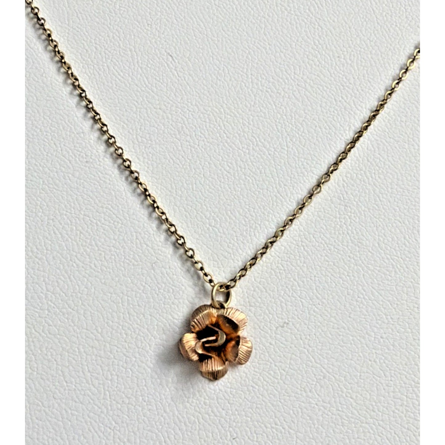 Vintage Krementz Rose Yellow Gold Overlay Rose Rosebud Pendant Necklace