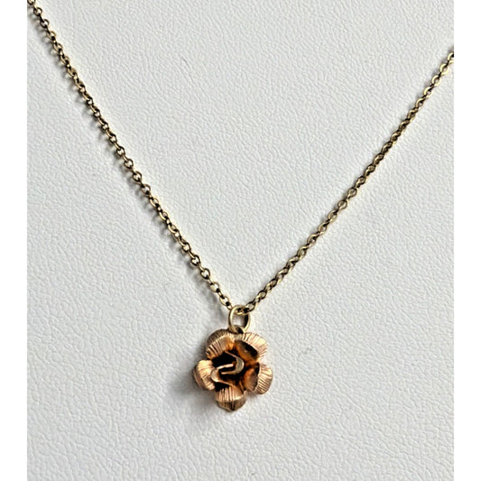 Vintage Krementz Rose Yellow Gold Overlay Rose Rosebud Pendant Necklace