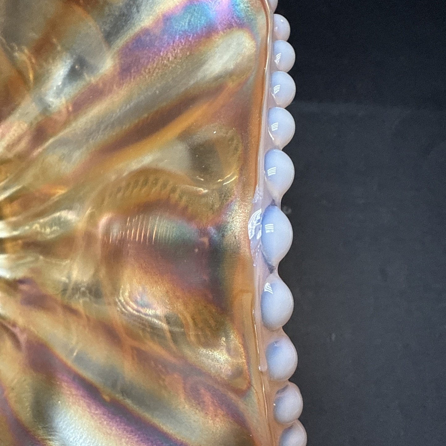 Lot of 7 Dugan Glass Peach Opal Carnival Ray Jewel Heart Master Berry Bowl As-Is