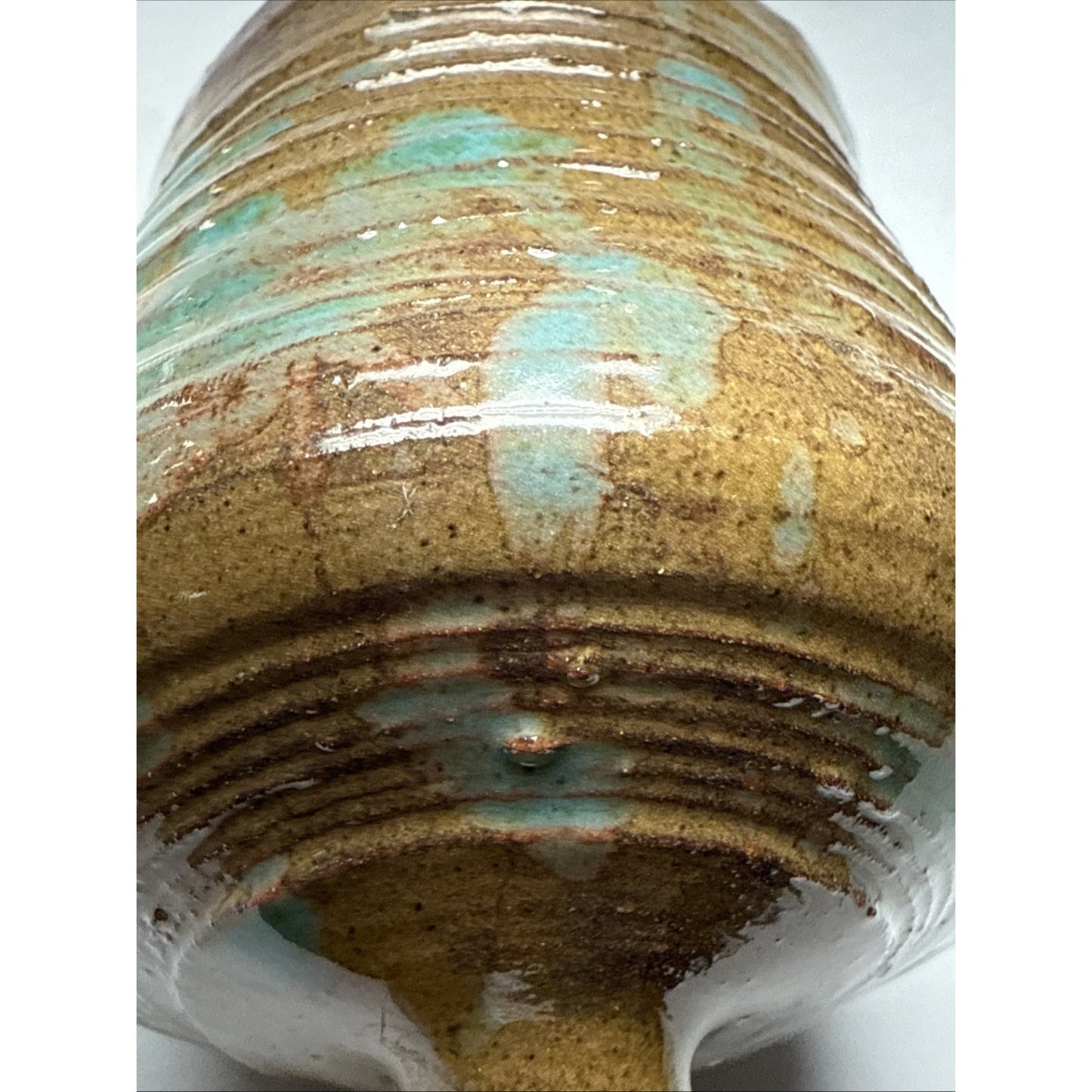 MCM Bailey Studio Art Pottery Glazed Vase Weed Pot Brown Green As Is