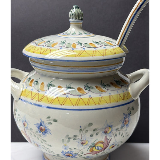 Carvalhinho Porto C/7 P-247 Portugal Hand Painted Tureen Spoon Lid Ladle Bowl
