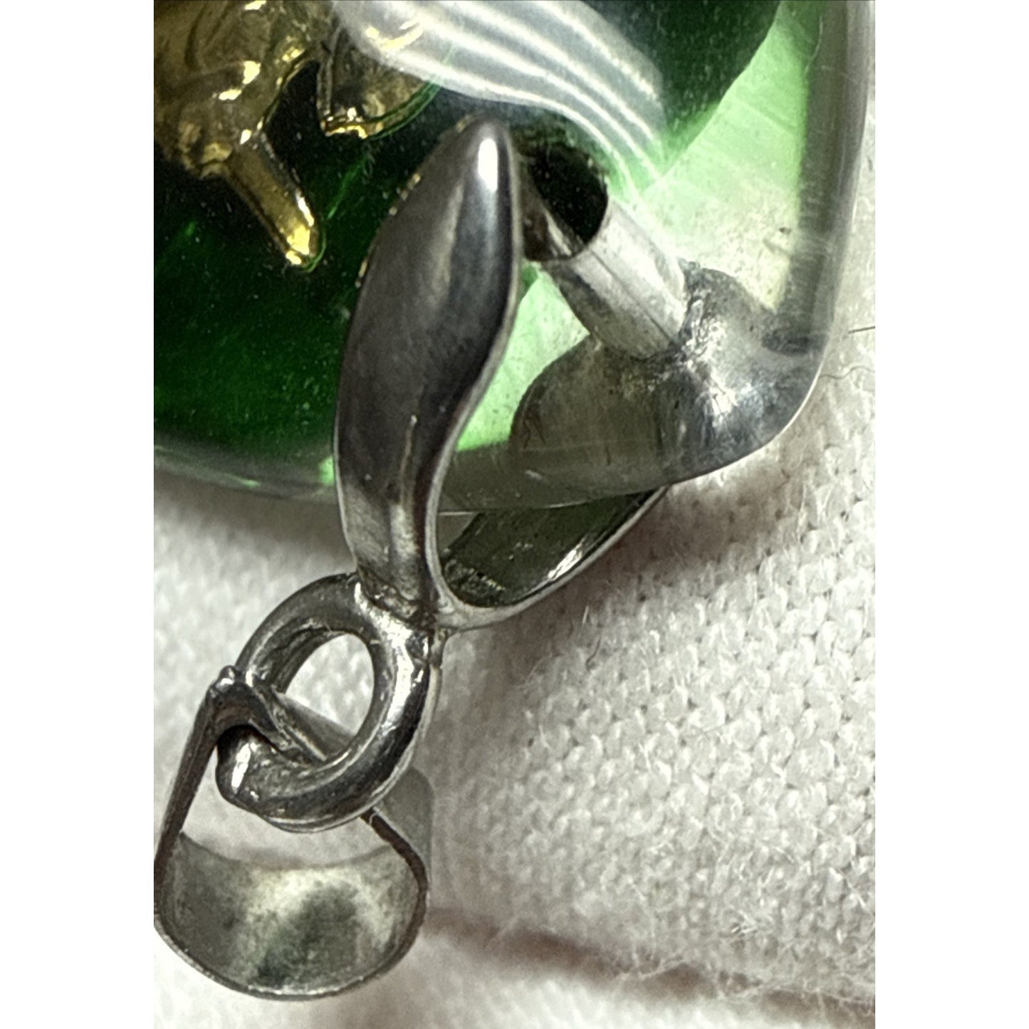 Vintage Green Lucite Resin Encased Gold Buddha 18k GP Amulet Pendant As-Is