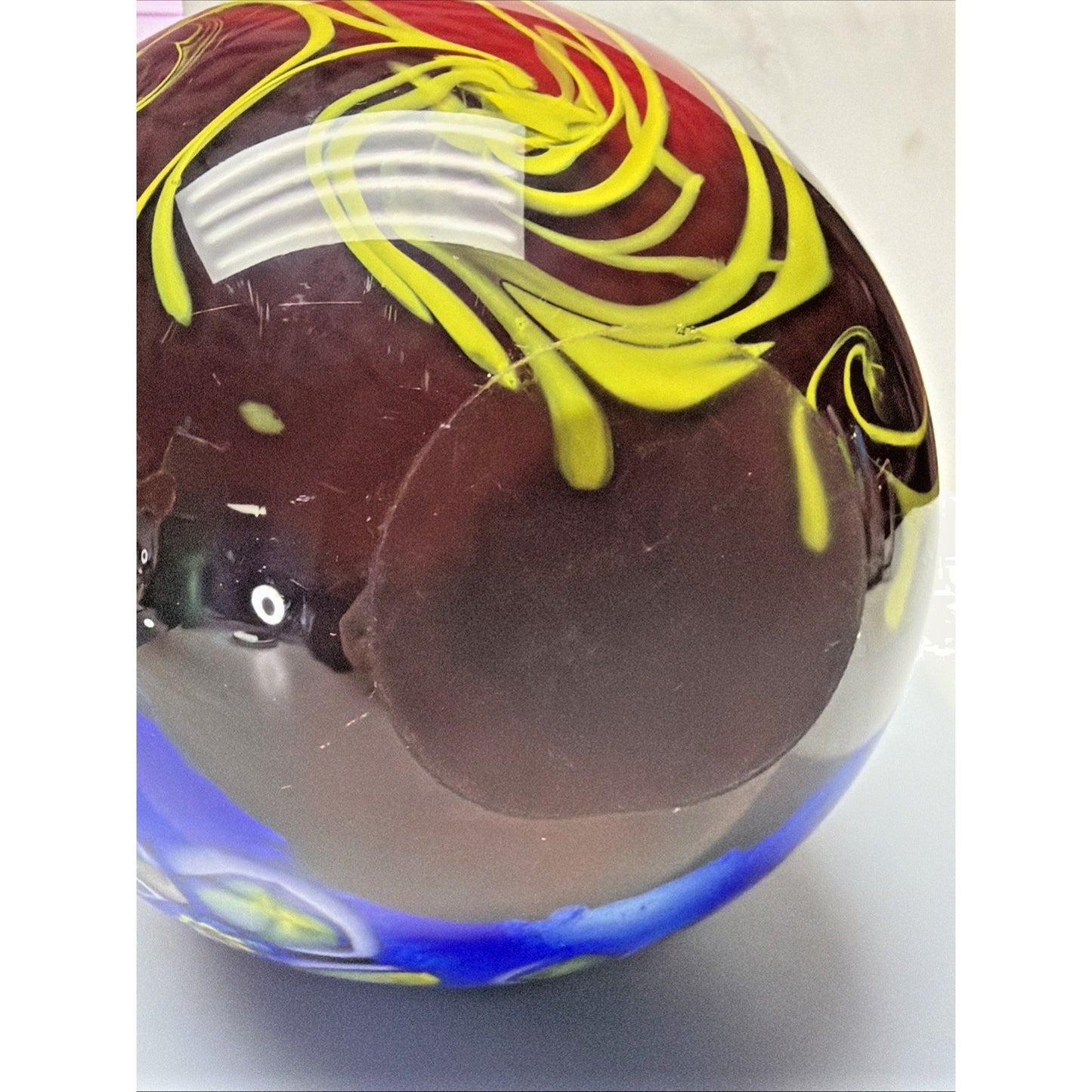 Abstract Cased Art Glass Vase Millefiori Murrine Vase Cobalt Red Yellow Heavy
