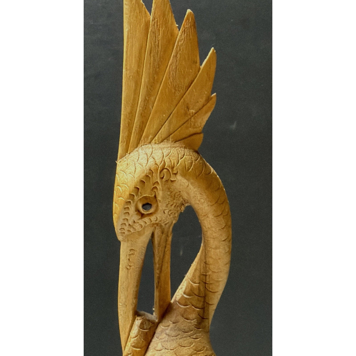 Vintage Hand Carved Heron Egret Sculpture Burlwood Wood Root Bird Statue