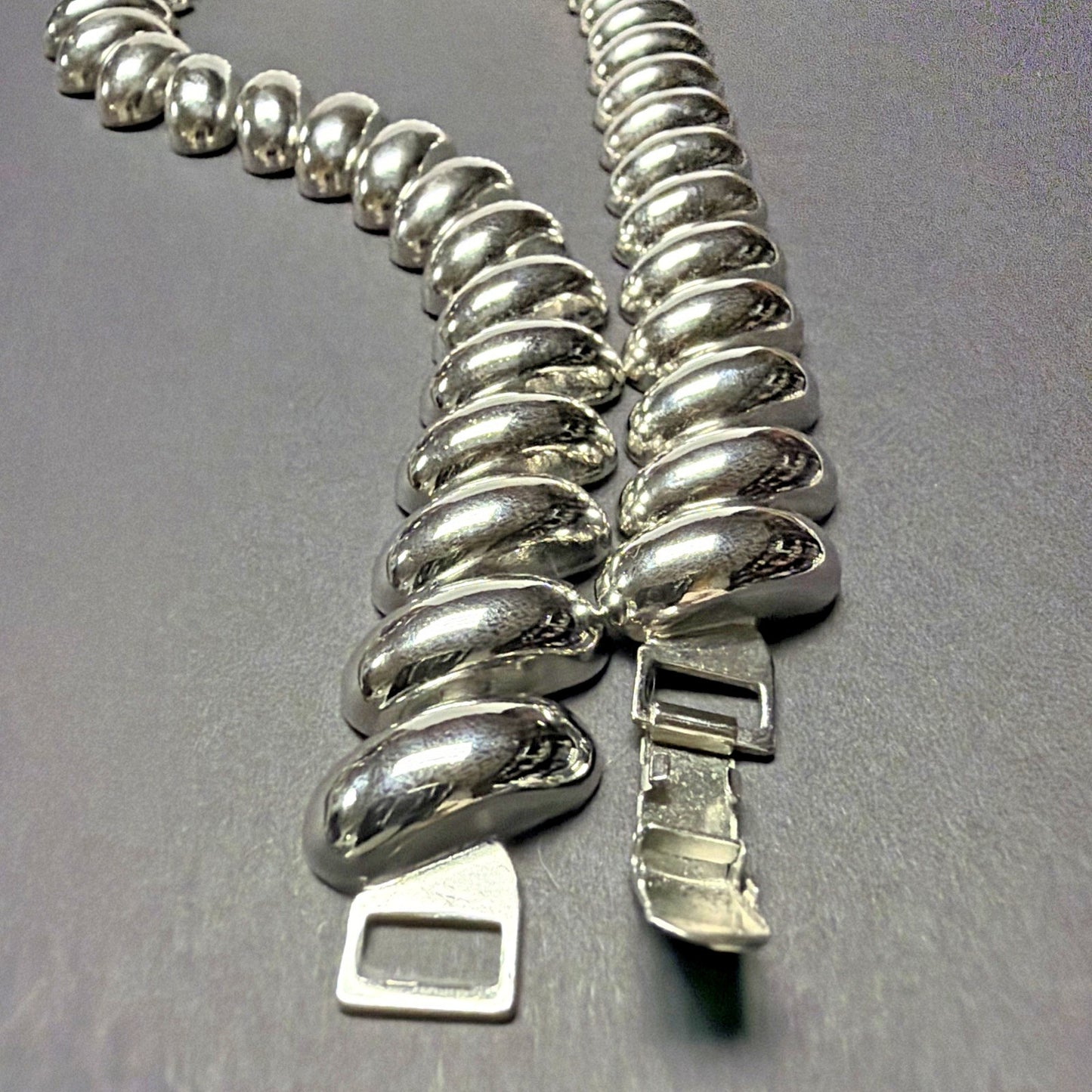 Vintage Set Napier Collar Necklace Bracelet Silver Tone Chunky Oval Link