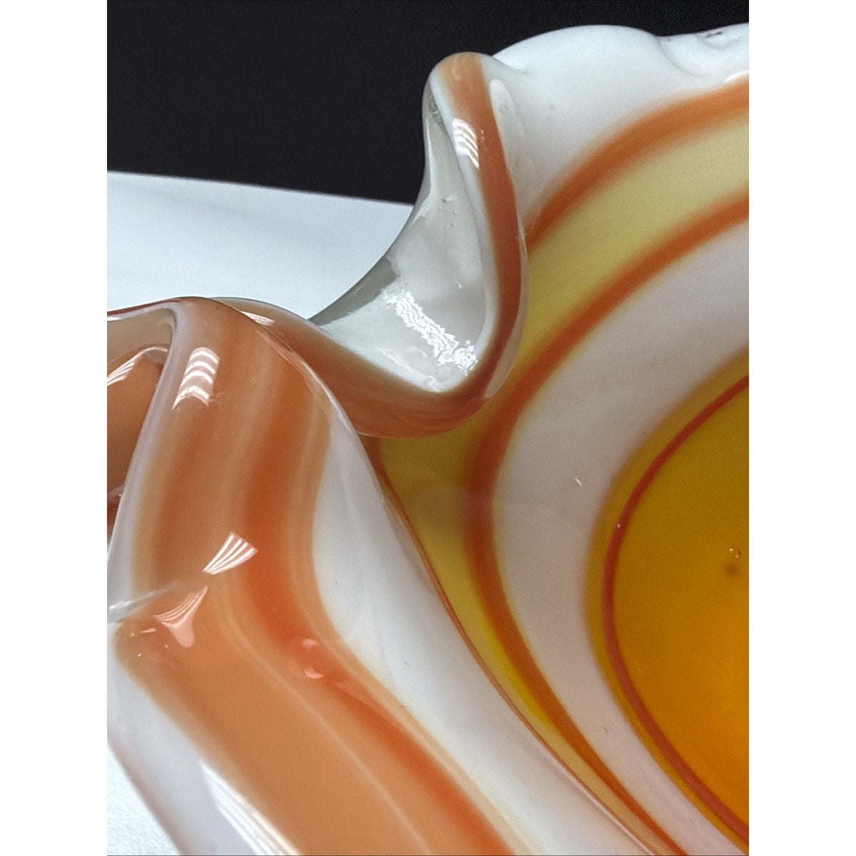 MCM Murano Art Glass Bowl Ashtray Abstract Freeform Cased Sommerso