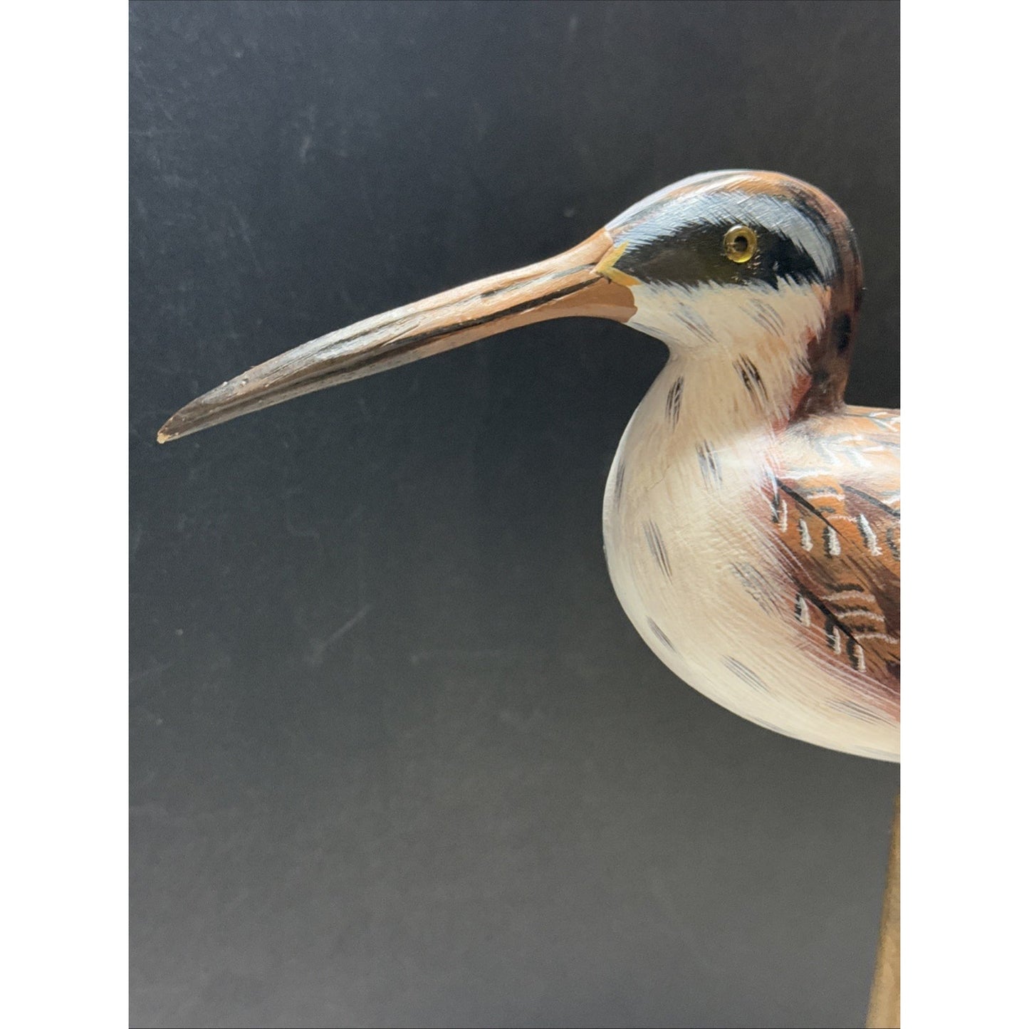 Vintage Hand Painted Carved Wood Shorebird Sculpture Decoy Folk Art As Is