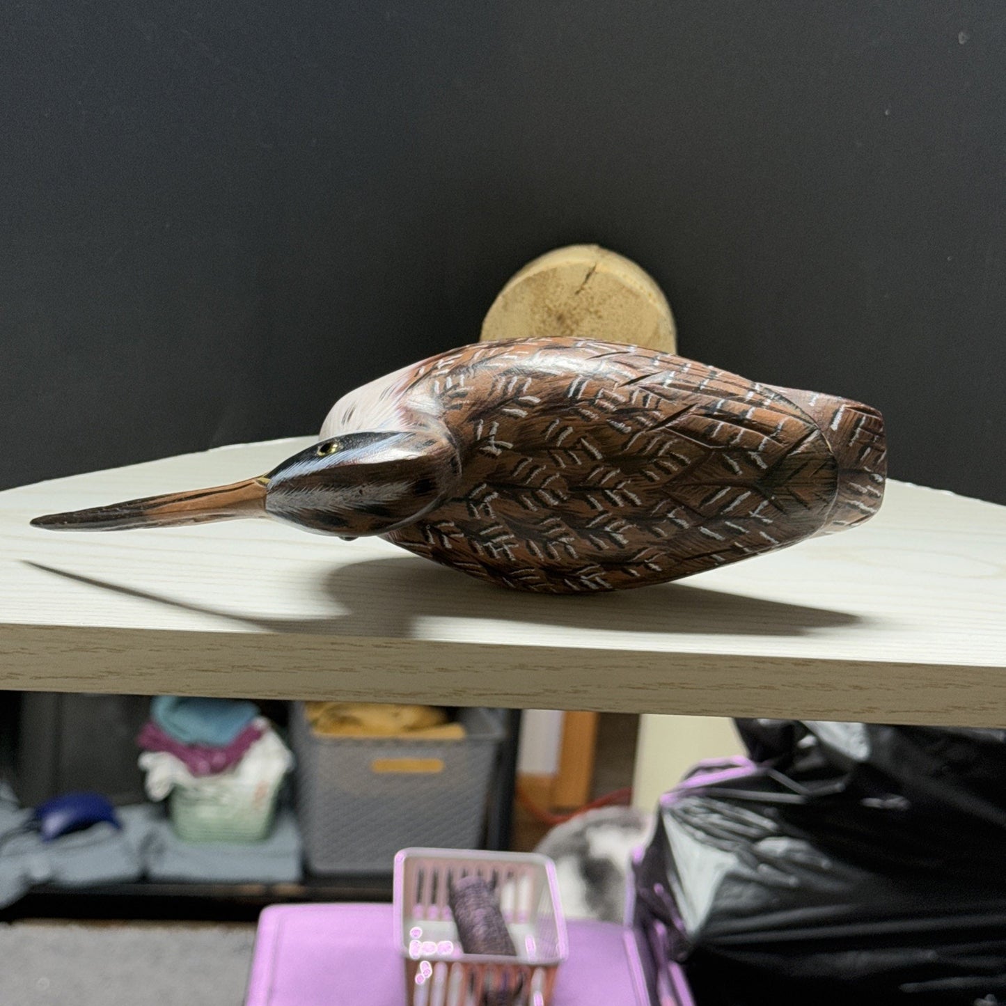 Vintage Hand Painted Carved Wood Shorebird Sculpture Decoy Folk Art As Is