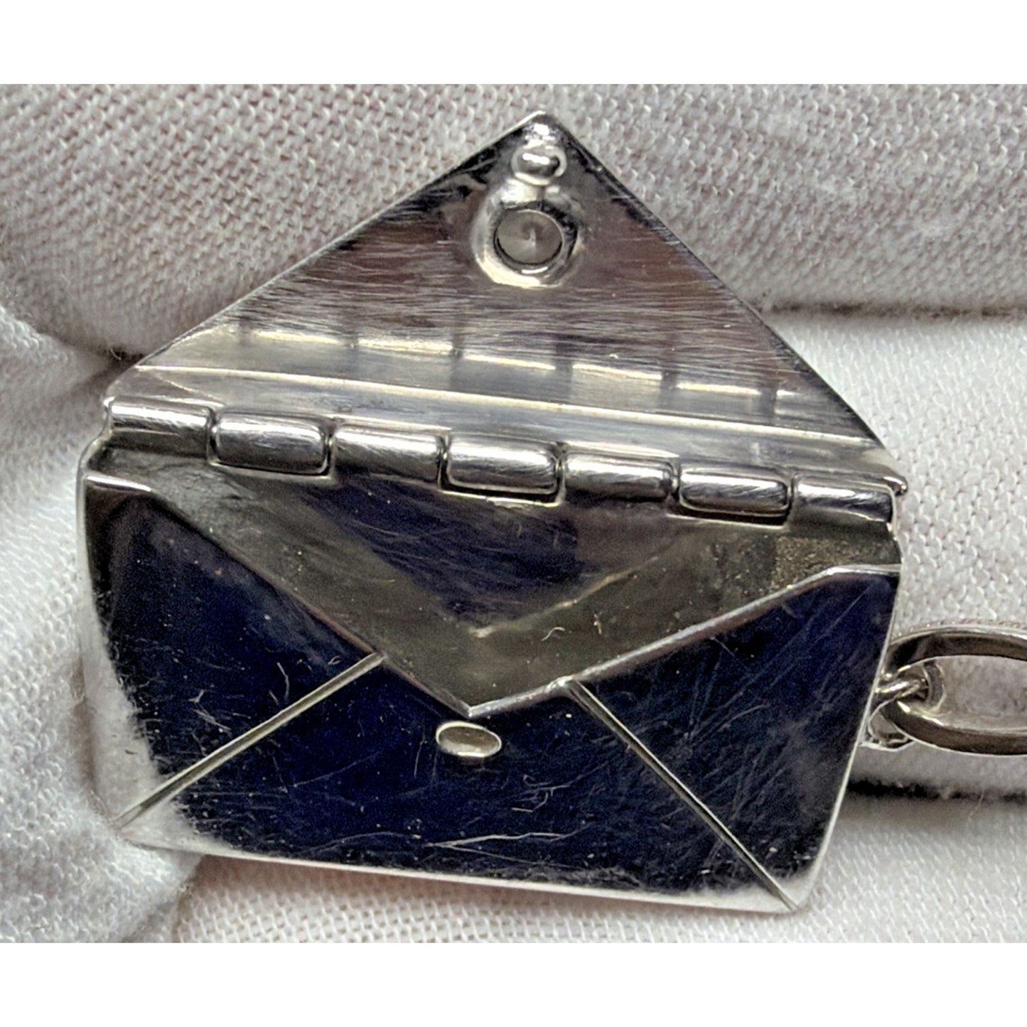 Vintage Sterling Silver Envelope Locket Love Note Message Charm Necklace CZ