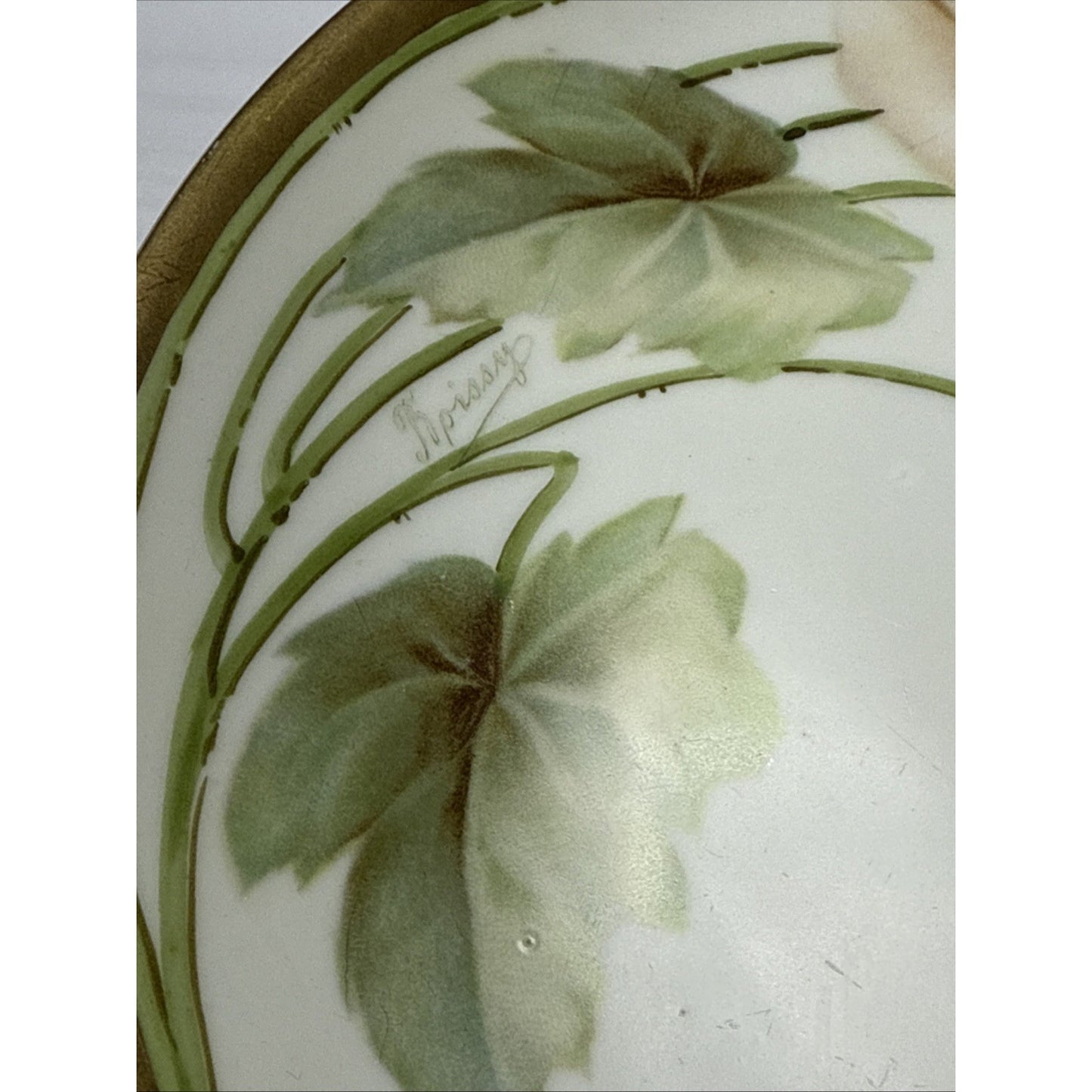 Old RS Prussia Germany Hand Painted Cabinet Plate Gold Floral Signed