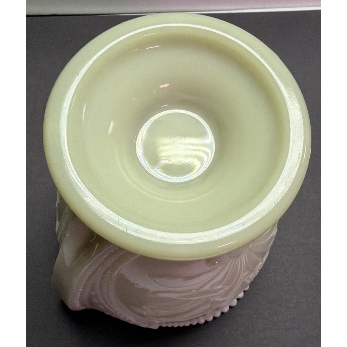 EAPG National Northwood Glass Iris Wild Bouquet Custard Spooner Spill Uranium