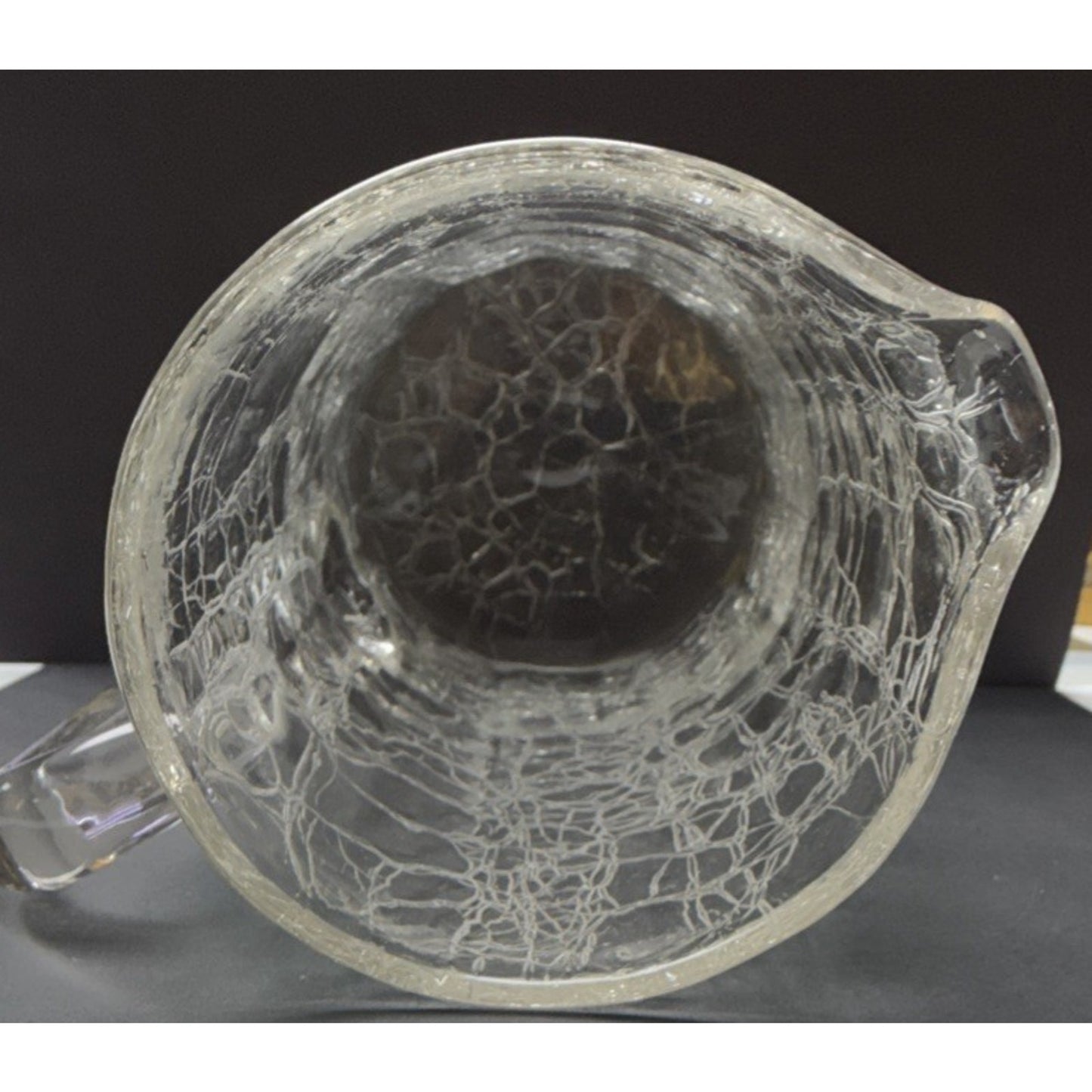 Victorian Kralik Loetz Moser Art Nouveau Glass Pitcher Jug Clear Crackle Ribbed