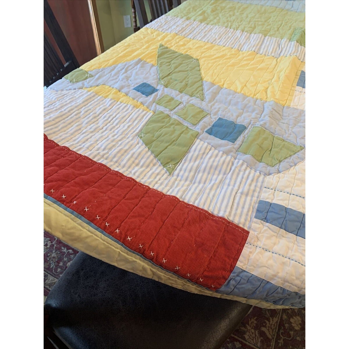 Pottery Barn Kids Jax Construction Cars Semi Truck Quilt Blanket 68 x 86 in