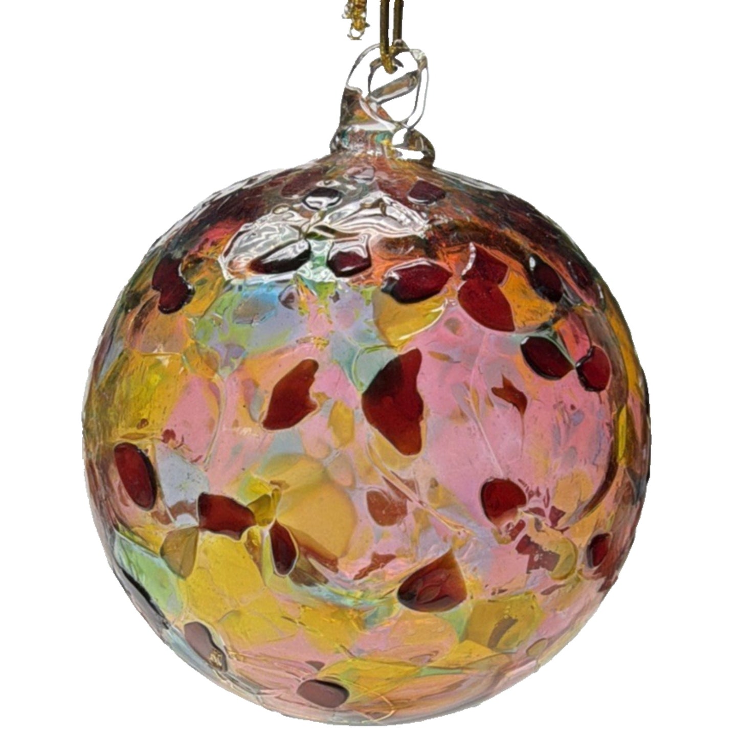 Art Glass Suncatcher Ornament Blown Mosaic Calico Pattern Textured