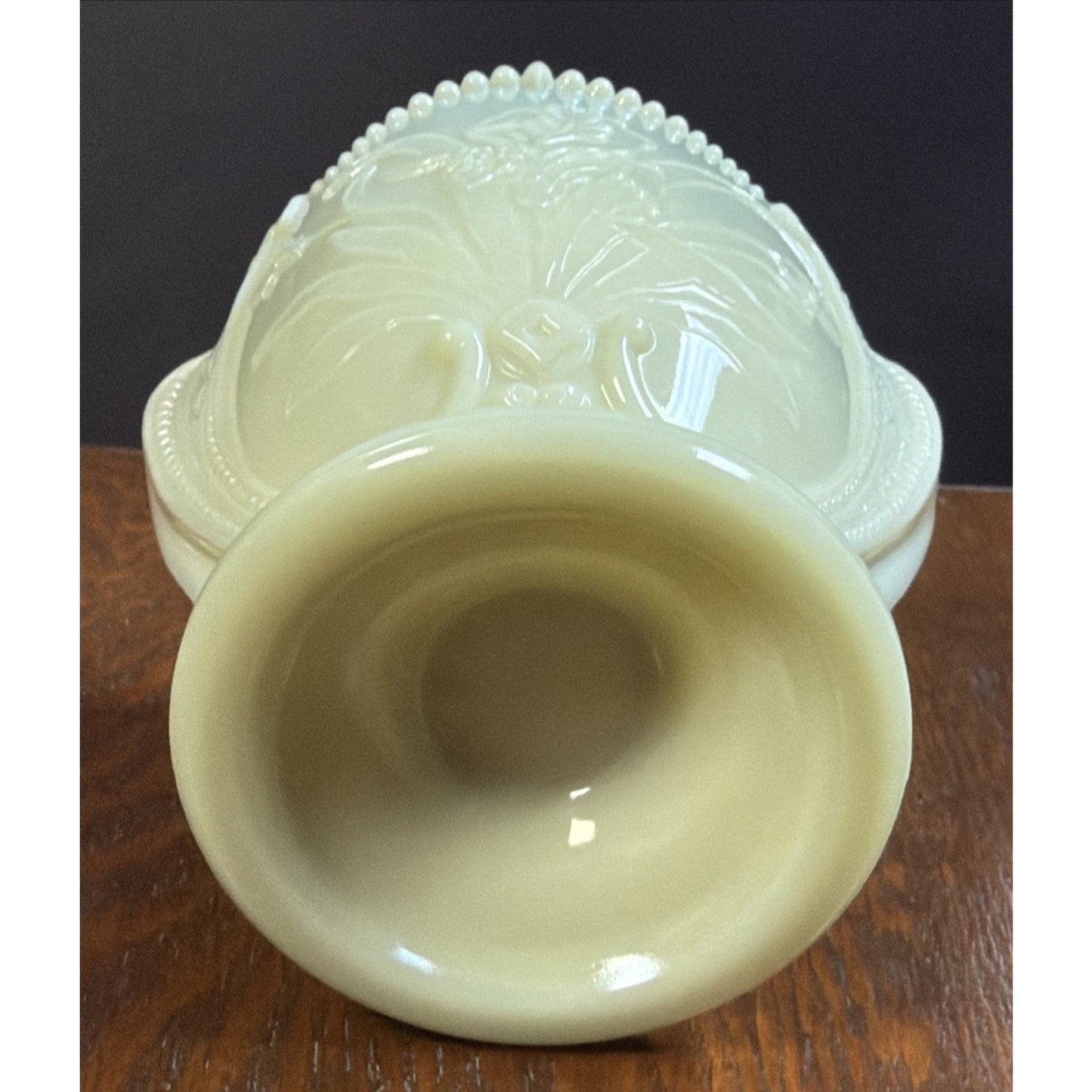 EAPG National Northwood Glass Iris Wild Bouquet Custard Spooner Spill Uranium