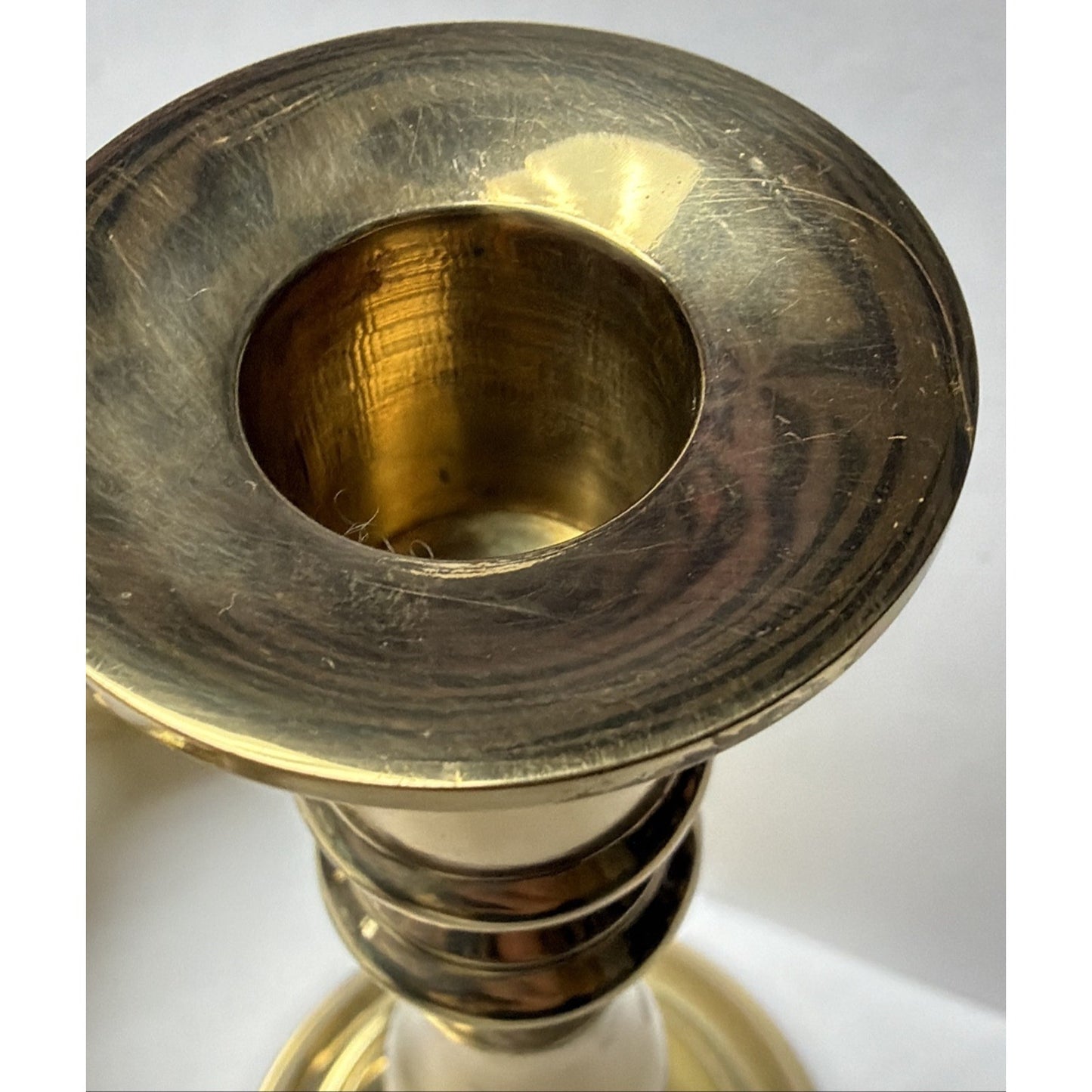 Vintage Set of 2 Brass Candle Holders Heavy Candlesticks Gold