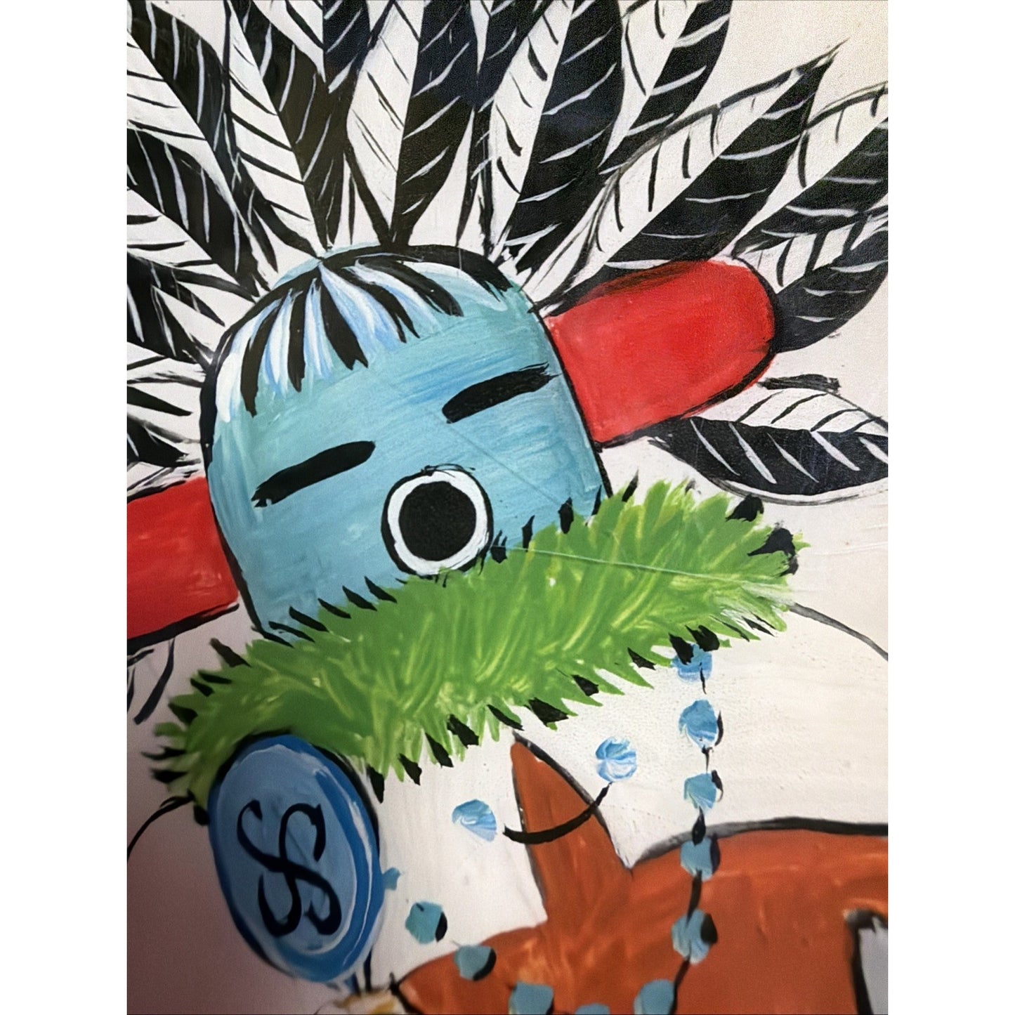 Vintage Italian Tile Hand Painted Hopi Kachina Hand Painted Signed Glazed Trivet