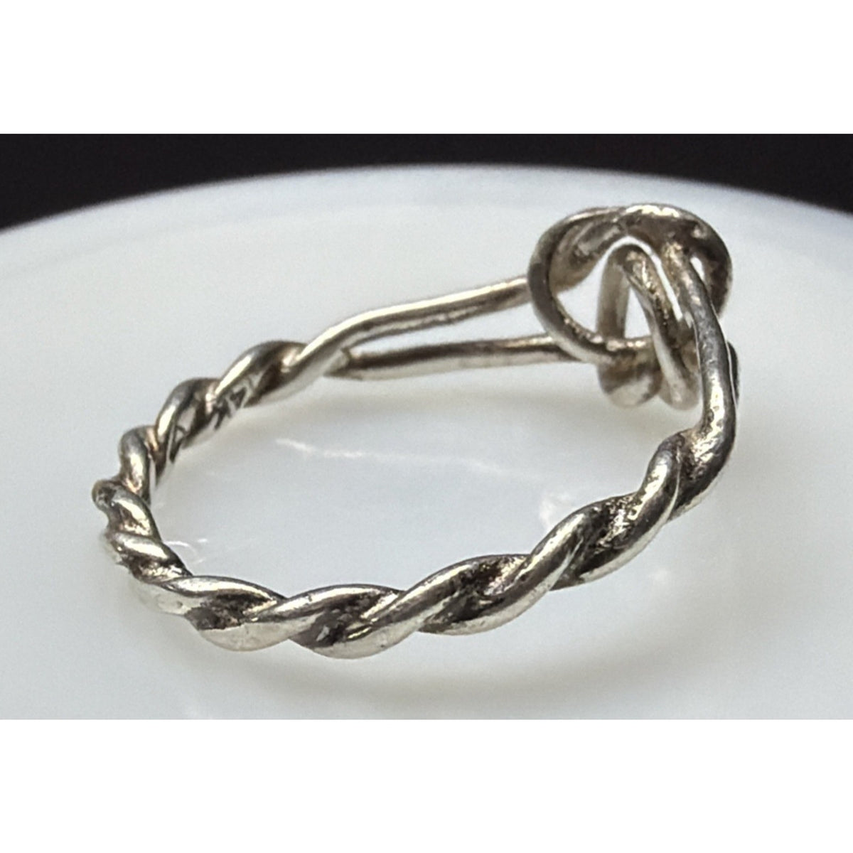 Antique 14k White Gold Twisted Rope Love Knot Ring Sz 4.5 As Is