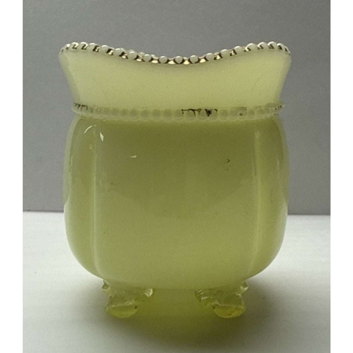 EAPG Tarentum Glass Georgia Gem Opaque Custard Toothpick Matchstick Holder Bead