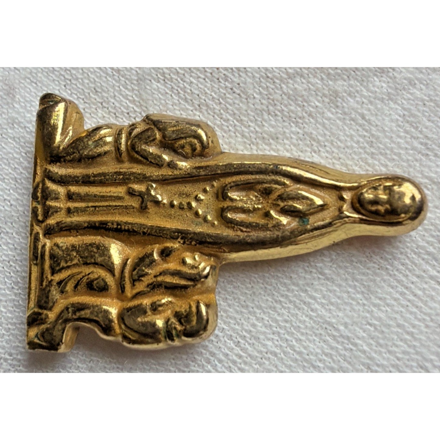 Vintage Catholic Pocket Shrine Our Lady of Fatima Blessed Gold Tone Metal