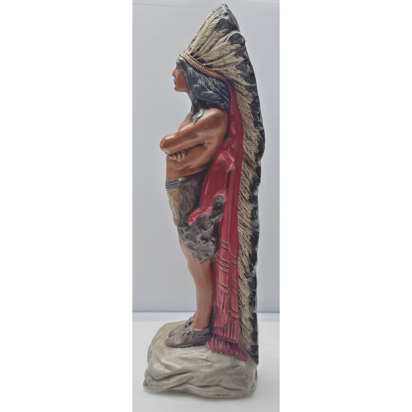 Vintage Native American Indian Chief Chalkware Cigar Store Statue Hand Painted