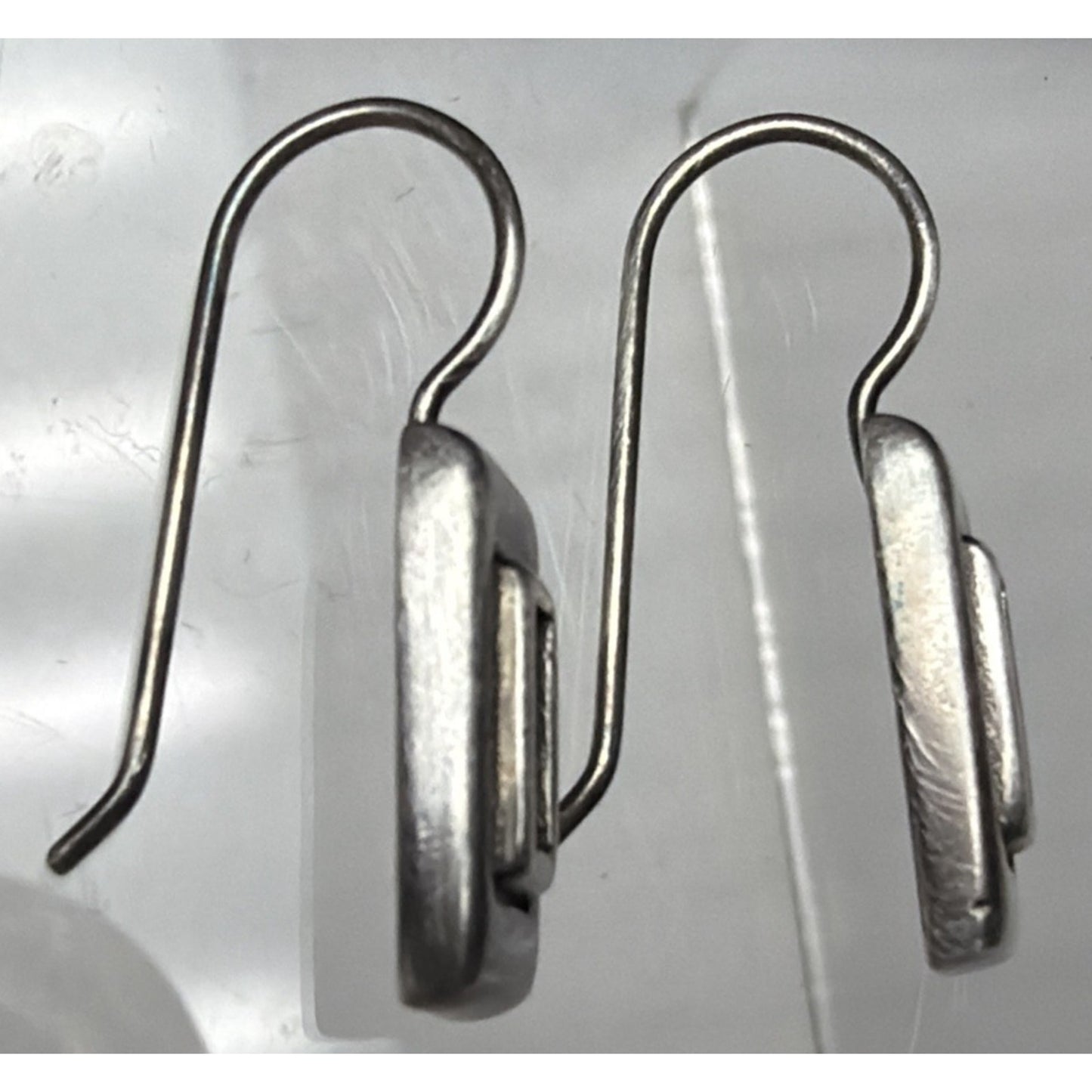 Vintage Sterling Silver 925 Modernist Rectangle Picture Frame Earrings Hook