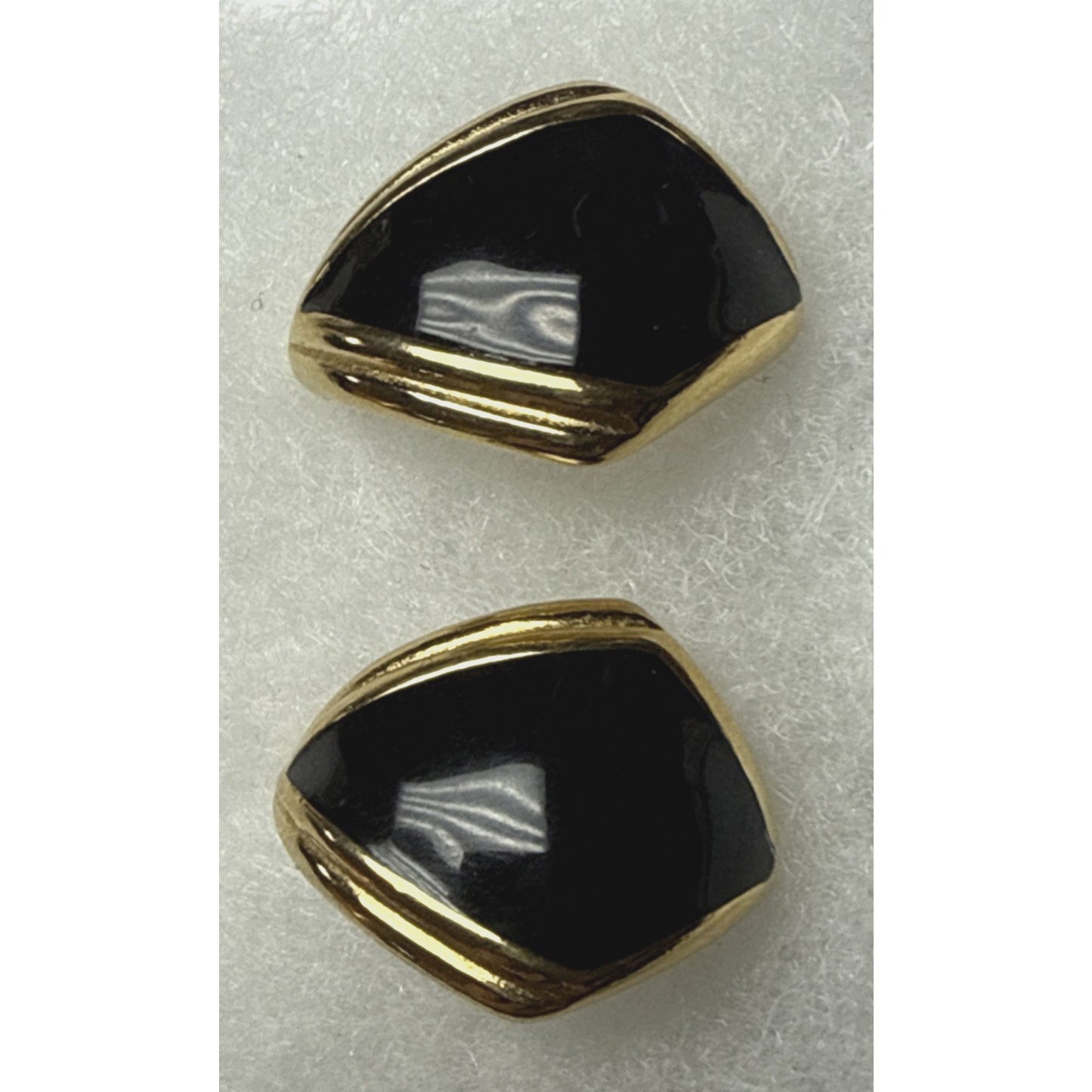 Vintage Monet Gold Tone Black Enamel Kite Shaped Earrings