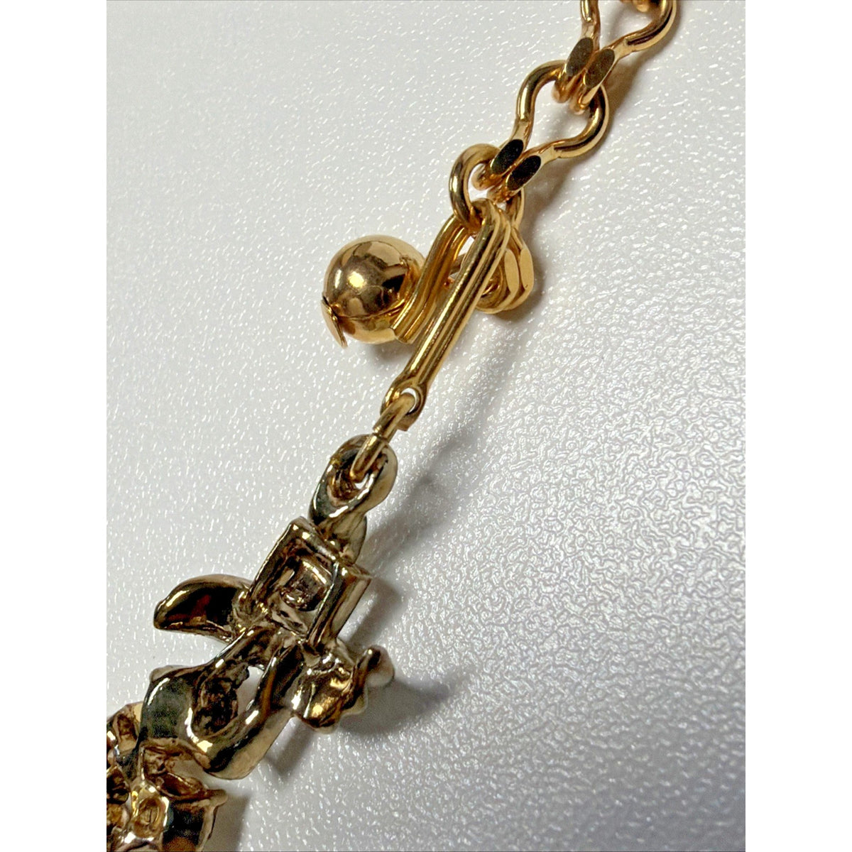 Vintage Aurora Borealis Crystal Choker Link Gold Tone Necklace Adjustable As Is