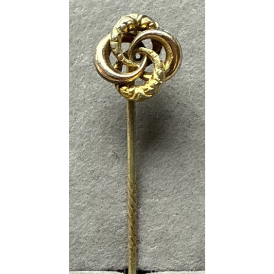 Antique Love Knot Rolled Gold Brass Victorian Stick Pin Hat Pin As Is