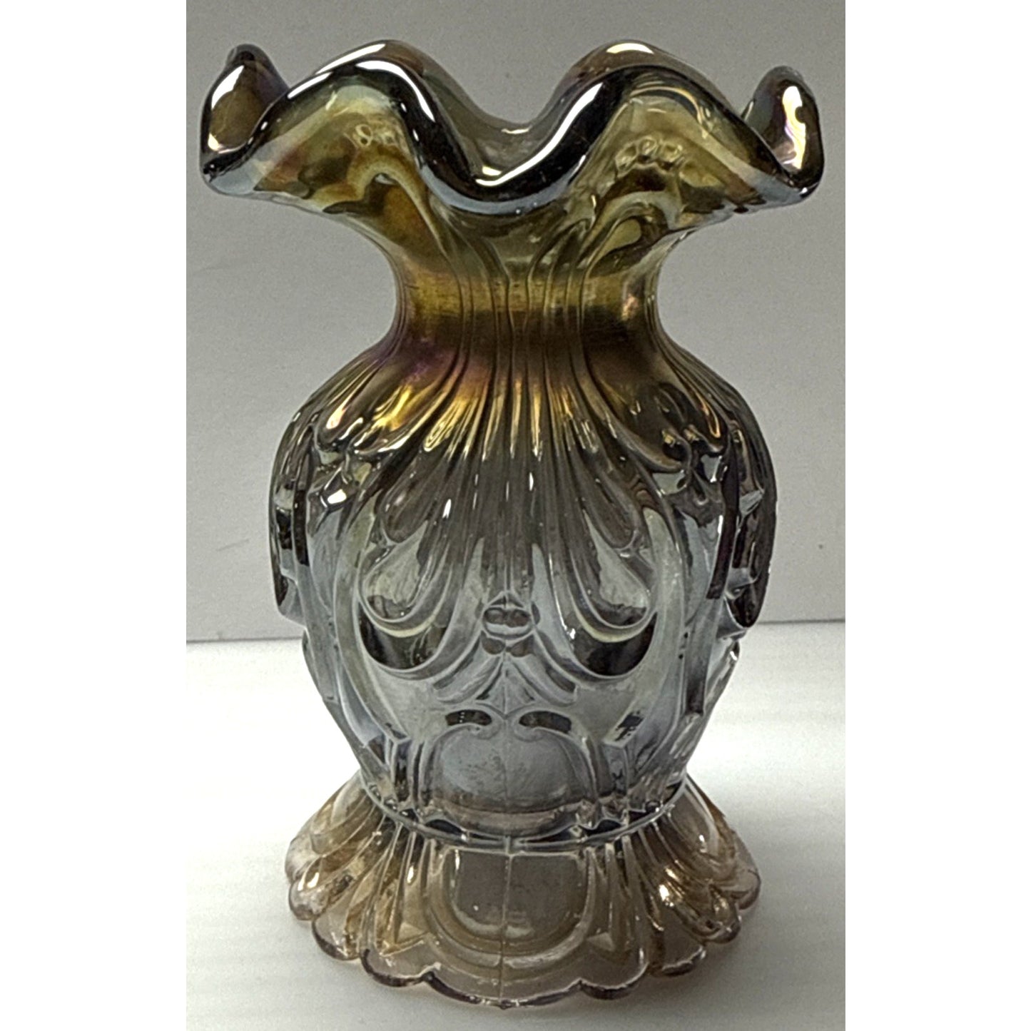 Antique Imperial Glass Rococo Carnival Smoke Vase