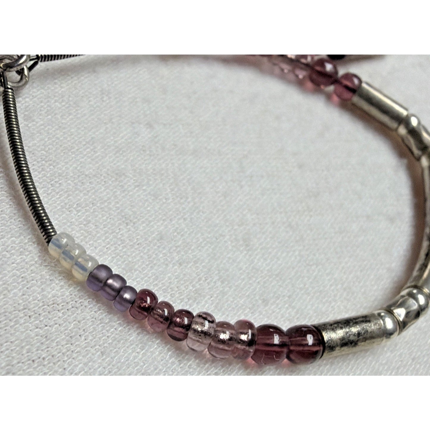 Retired Silpada Sterling Silver Glass Beaded Loop Purple Panache Earrings W2771