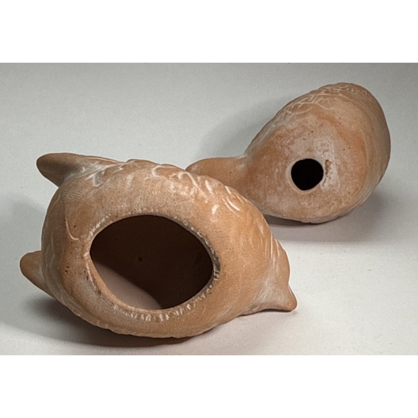 Vintage Lot of 2 Clay Terra Cotta Small Bird Figurines Doves Robins