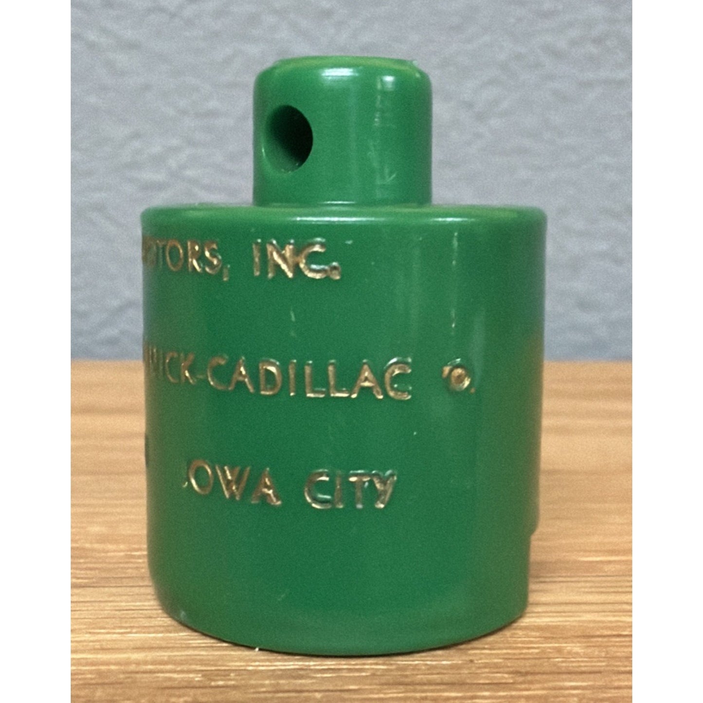 Vtg Figural Gas Can Keychain Advert Nail Motors Chev Buick Cadillac Iowa City