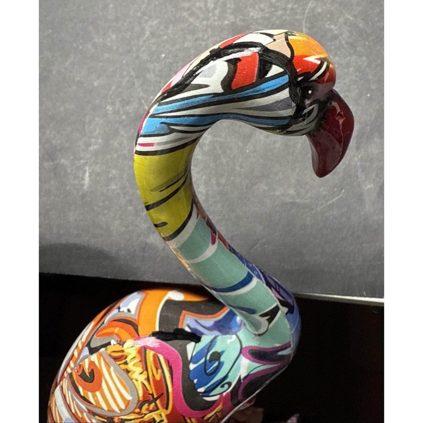 Flamingo Sculpture Graffiti Pop Art Colorful Statue Modern As Is