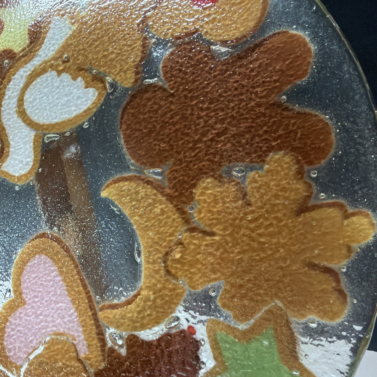 Vintage Peggy Karr Christmas Holiday Cookies Platter Plate Fused Glass