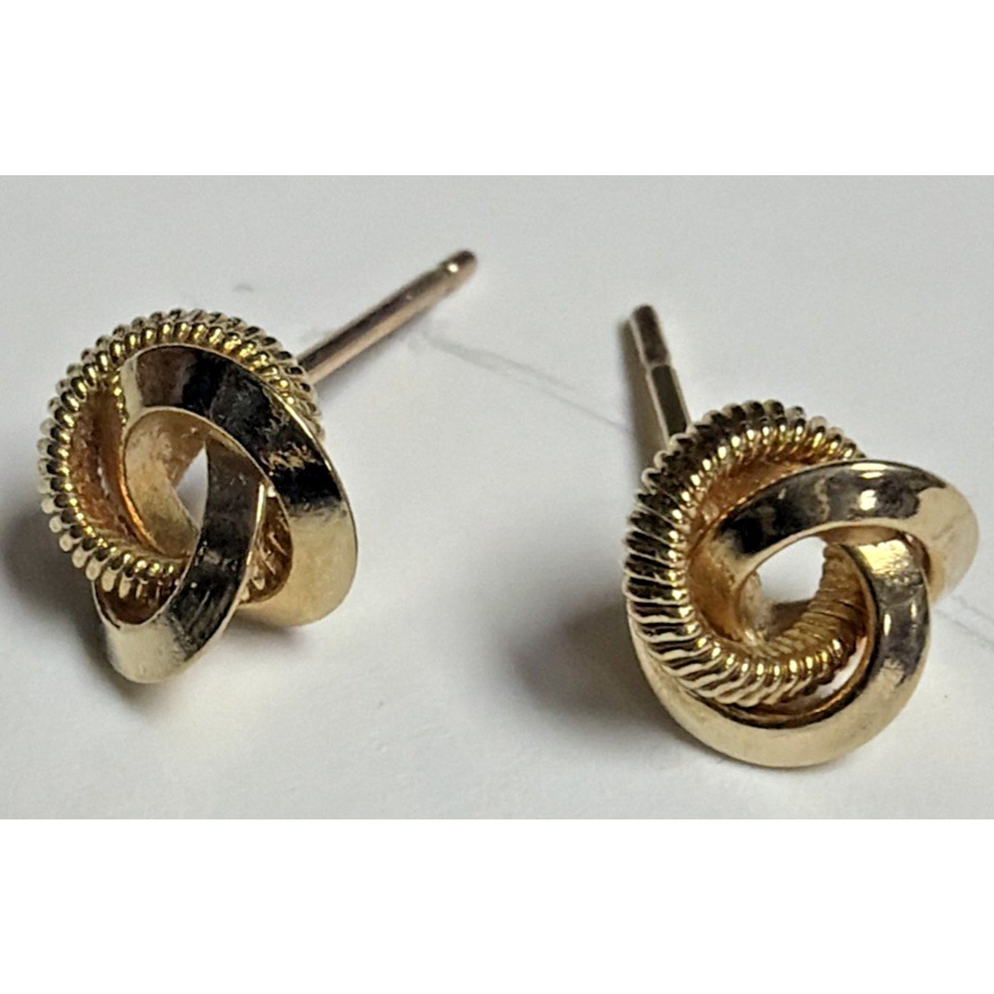 Vintage Gold Plate Love Knot Earrings Textured Smooth Twisted Rope Stud Post