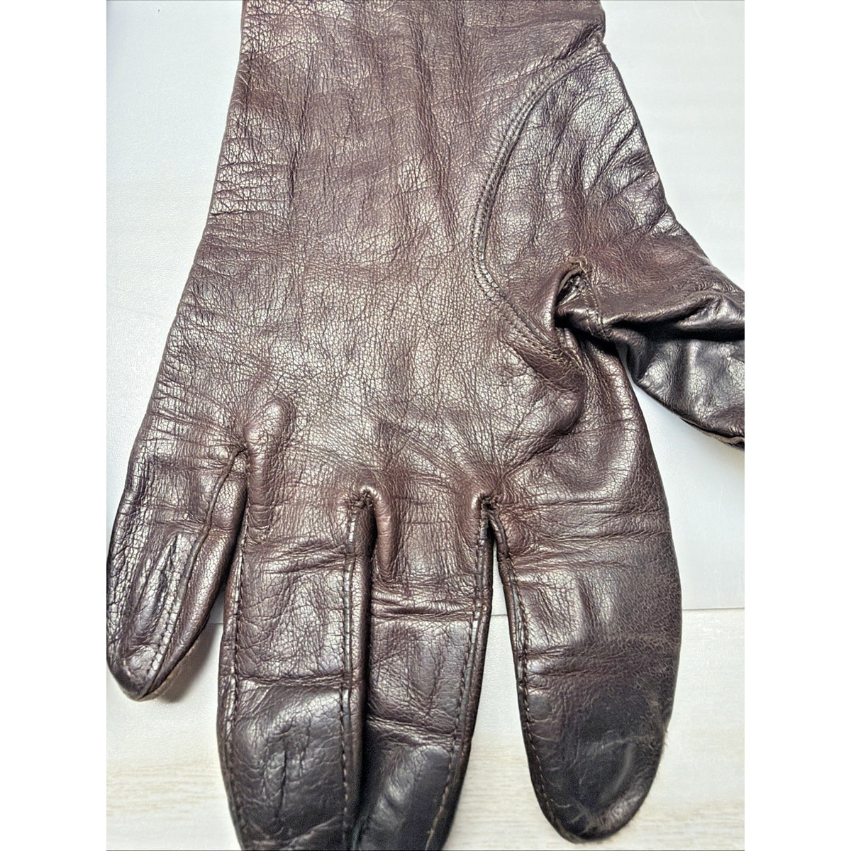 Vintage Launder Leather Brown Gloves Washable Table Cut Size 7.5 As Is