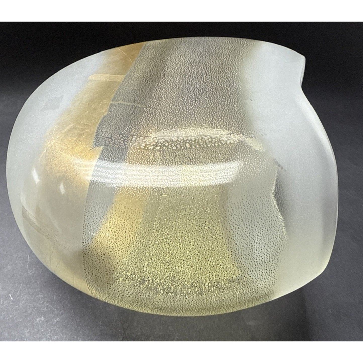 Murano Contemporary Rialto Acidato Gold Leaf Band Glass Vase Vessel Clear As-Is