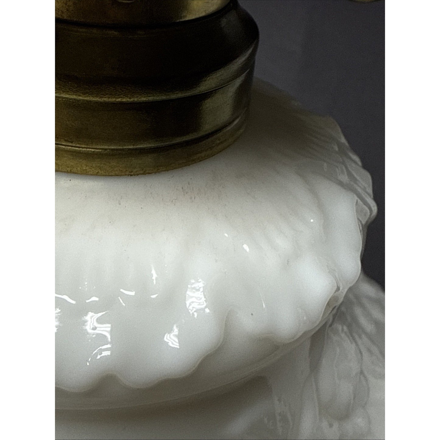 EAPG Dithridge Colonial OMN Rose Wreath Milk Glass Rose Wreath Lamp Base As-Is
